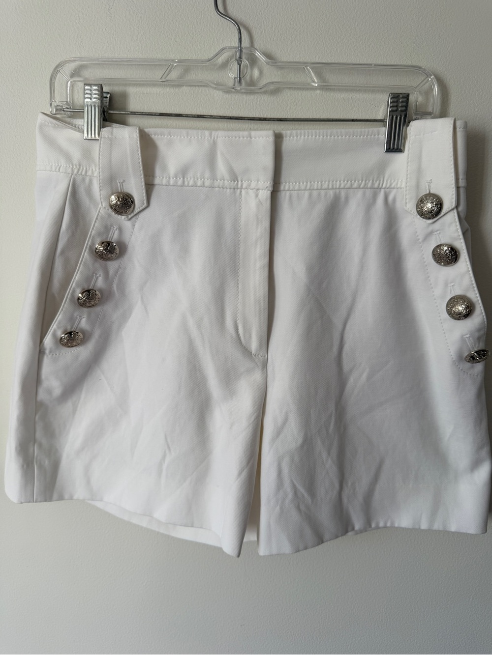 White House Black Market White High-Rise Button-Detail Shorts